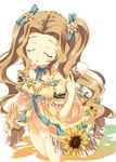  brown_hair closed_eyes code_geass flower food ice_cream long_hair no_panties nunnally_lamperouge onodera_(merrily;maryanne) solo sunflower twintails 