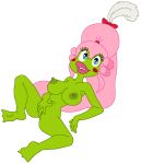  4_fingers alpha_channel amphibian anthro big_breasts bow breasts don_bluth erect_nipples female fingers frog hair hi_res juice87 lips mrs._toad nipples nude pink_hair thumbelina_(movie) toad_(frog) 