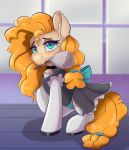 2019 absurd_res ardail blush clothed clothed_feral clothing earth_pony equid equine eyelashes female feral friendship_is_magic hi_res horse maid_uniform mammal mouth_hold my_little_pony pear_butter_(mlp) pony shadow solo uniform 