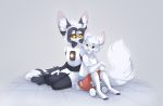  2019 4_toes absurd_res anthro canid canine clothed clothing digital_media_(artwork) domestic_cat duo felid feline felis fox fur green_eyes hair hi_res machine male mammal reysi robot smile toes whiskers white_fur white_hair 