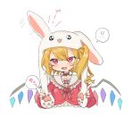  !! :3 :d absurdres animal_ears animal_hood blonde_hair brooch bunny_ears bunny_hood choker commentary_request crystal dress ears_down ears_up eyebrows_visible_through_hair fang fingernails flandre_scarlet frilled_dress frills hair_between_eyes heart highres hood jewelry medium_hair neckerchief one_side_up open_mouth pointy_ears red_choker red_dress red_eyes red_nails semimaru_(user_zzuy5884) smile touhou upper_body wings 