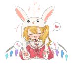  :3 ^_^ ^o^ absurdres animal_ears animal_hood blonde_hair brooch bunny_ears bunny_hood choker closed_eyes collar commentary_request crystal dress ears_up eyebrows_visible_through_hair fang fingernails flandre_scarlet frilled_dress frills hair_between_eyes happy heart highres hood jewelry medium_hair neckerchief one_side_up open_mouth pointy_ears red_choker red_dress red_eyes red_nails semimaru_(user_zzuy5884) spoken_heart touhou upper_body wings 