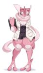  2019 absurd_res amphibian bottomwear clothed clothing coat doctor donutella female freckles front_view greninja hi_res long_tongue nintendo pants pok&eacute;mon pok&eacute;mon_(species) simple_background smile solo standing tongue video_games white_background 