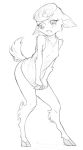  animal_crossing anthro black_and_white blush bottomless cervid clothed clothing diana_(animal_crossing) female fur kemono looking_at_viewer mammal monochrome nintendo open_mouth shirt simple_background sketch solo standing tokkileul topwear video_games white_background 