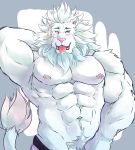  absurd_res anthro eyewear felid ghangaji hi_res kemono lion male mammal mane monocle muscular muscular_male nipples pantherine pubes snow_(tas) solo teeth tokyo_afterschool_summoners tongue tongue_out video_games 