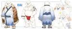  2019 absurd_res anthro belly black_nose butt cai1448331577 clothing eyes_closed fundoshi fur hi_res humanoid_hands japanese_clothing male mammal moobs navel nipples overweight overweight_male penis polar_bear robe solo underwear ursid ursine white_fur 