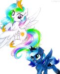  cutie_mark duo equid friendship_is_magic hi_res horn liaaqila mammal my_little_pony princess_celestia_(mlp) princess_luna_(mlp) winged_unicorn wings 
