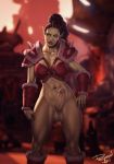  abs balls big_breasts blizzard_entertainment breasts ear_piercing ear_ring erection gynomorph humanoid intersex looking_at_viewer mammal muscular muscular_gynomorph muscular_intersex not_furry orc penis personalami piercing solo tusks video_games warcraft 