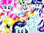  4:3 applejack_(mlp) equid equine fluttershy_(mlp) friendship_is_magic group horse liaaqila mammal my_little_pony one_eye_closed pinkie_pie_(mlp) rainbow_dash_(mlp) rarity_(mlp) smile twilight_sparkle_(mlp) wink 