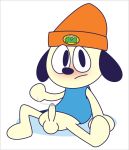  anthro balls blush bodily_fluids canid canine canis cat-twink cum cum_string domestic_dog genital_fluids humanoid_penis looking_at_viewer male mammal parappa parappa_the_rapper penis sitting solo sony_corporation sony_interactive_entertainment uncut video_games 