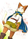  akabane_jin ambiguous_gender brown_fur clothing domestic_cat felid feline felis fur hi_res lippy mammal solo white_fur yellow_eyes 