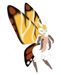  4_arms anthro anthrofied areola blue_eyes breasts brown_areola female hi_res insect_wings inverted_nipples mothra mothra_(series) multi_arm multi_limb nipples pussy scribs03 simple_background solo toho white_background white_pupils wings 