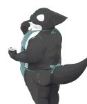  2019 absurd_res anthro apron belly blush bonedra butt cetacean clothing delphinoid hi_res humanoid_hands male mammal marine moobs nipples oceanic_dolphin orca overweight overweight_male simple_background solo toothed_whale white_background 