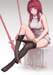  artist_revision fate/grand_order feet mool_yueguang no_bra pantyhose scathach_(fate/grand_order) sweater undressing weapon 