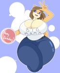 5_fingers anthro belt big_breasts big_butt biped bottomwear breasts brown_hair butt canid canine canis cleavage clothed clothing digital_media_(artwork) domestic_dog female fingers hair hi_res huge_breasts huge_butt jeans june_(jinu) mammal pants shiba_inu shirt solo spitz thick_thighs topwear vammzu voluptuous wide_hips 