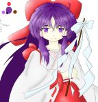  1girl color_guide hakurei_reimu highres purple_eyes purple_hair self_upload solo source_request touhou touhou_(game) touhou_(pc-98) 