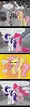  2019 absurd_res clothing comic deusexequus dialogue english_text equid equine female feral fluttershy_(mlp) friendship_is_magic group hair hat headgear headwear hi_res horn horse kerfuffle_(mlp) mammal multicolored_hair my_little_pony outside pinkie_pie_(mlp) pony pterippus rarity_(mlp) text two_tone_hair unicorn wings 