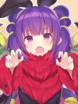  1girl blush dragon_girl dragon_wings fire_emblem fire_emblem:_the_sacred_stones fire_emblem_heroes halloween highres long_hair looking_at_viewer mamkute multi-tied_hair myrrh open_mouth purple_hair red_eyes shiyo_yoyoyo solo twintails wings 