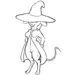  1:1 2012 :3 anthro big_ears breasts cloak clothing digital_media_(artwork) digitigrade featureless_crotch female hands_on_hips hat headgear headwear line_art long_tail magic_user mammal monochrome mostly_nude mouse murid murine prehensile_tail rodent simple_background test_pattern white_background witch witch_hat 