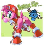  absurdres amy_rose anthro anus artist_name ass backwards_baseball_cap baseball baseball_bat baseball_cap baseball_uniform bent_over bottomless bubble_gum butt coolblue dated digital_media_(artwork) eyelashes facepaint gloves green_eyes hair highres licking_lips pink_fur pink_hair pink_tail pointy_ears presenting presenting_hindquarters pussy sega shoes smile socks sonic_(series) sonic_the_hedgehog sport sportswear tail teasing text tongue tongue_out vagina video_games wink 