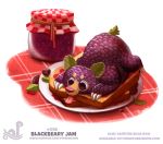  blackberry_(fruit) bread cryptid-creations food food_creature fruit jam mammal plant plate ursid 