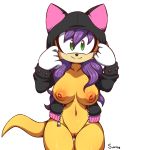  alpha_channel anthro areola big_breasts bottomless breasts cel_shading cheek_tuft clothed clothing fake_cat_ears fake_ears female front_view fur gloves green_eyes hair handwear herpestid hi_res holding_clothing hoodie inverted_nipples looking_at_viewer mammal mina_mongoose mongoose navel nipples open_hoodie portrait puffy_areola purple_hair pussy simmsyboy simple_background smile solo sonic_(series) three-quarter_portrait topwear transparent_background tuft unzipped yellow_fur 