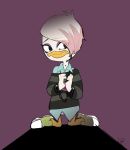  2019 anatid anseriform avian bird bodily_fluids clothing crying digital_media_(artwork) disney duck ducktales ducktales_(2017) footwear handcuffs hi_res lena_(ducktales) pumo_hyena shackles shirt shoes tears topwear 