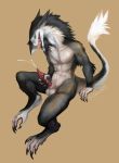  2019 anthro balls bodily_fluids claws cum erection fur genital_fluids hi_res lynxwolf2 male mammal masturbation nude penis sergal solo 