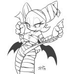  1:1 2019 anthro bandage breasts chiropteran cleavage clothed clothing female j-fujita mammal rouge_the_bat simple_background solo sonic_(series) video_games wings 