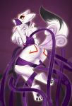  2019 amaterasu anthro anthrofied arms_tied bdsm black_fur black_nose black_pawpads black_sclera bondage bound breasts butt canid canine canis capcom deity female fur hi_res mammal markings muzzle_(object) muzzled nipples nude pawpads raised_tail rear_view red_markings solo tentacles video_games white_fur wolf yellow_eyes zinnick ōkami 