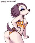  animal_crossing anthro bedroom_eyes breasts butt clothed clothing eulipotyphlan female fur half-closed_eyes hedgehog hi_res labelle_able mammal nintendo nipples open_mouth rainbowsprinklesart seductive simple_background solo video_games white_background 
