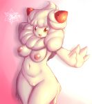  2019 4_fingers alcremie breasts cream female fingers food food_creature food_humanoid fruit goo_creature goo_humanoid hi_res humanoid looking_at_viewer mnxenx001 nintendo nipples non-mammal_breasts not_furry nude plant pok&eacute;mon pok&eacute;mon_(species) pok&eacute;morph pussy red_eyes solo strawberry video_games whipped_cream white_body 