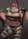  abs ambiguous_gender animal_humanoid belt biceps big_breasts blep blue_eyes bodily_fluids bottomwear breasts breath brown_hair bullet canid canid_humanoid canine canine_humanoid clothed clothing crop_top dog_humanoid felicia_(krekk0v) female female_focus fingerless_gloves gloves gun hair handwear hi_res huge_breasts humanoid krek krekk0v machine mammal mammal_humanoid midriff multicolored_hair muscular muscular_female navel panting pants ranged_weapon rifle robot shirt solo_focus sweat tongue tongue_out topwear weapon white_hair 