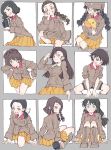  6+girls :o alternate_costume annotated armpits bangs bike_shorts black_bow black_eyes black_hair black_shorts boots bow braid bright_pupils brown_eyes brown_footwear brown_hair brown_headwear brown_jacket camera chi-hatan_military_uniform chin_rest closed_mouth commentary cropped_legs crossed_legs eyebrows_visible_through_hair from_behind fukuda_(girls_und_panzer) girls_und_panzer green_eyes grin hair_bow hair_over_shoulder hair_rings hands_on_hips head_tilt helmet highres holding holding_camera holding_stuffed_animal hosomi_(girls_und_panzer) ikeda_(girls_und_panzer) isobe_noriko jacket knee_boots kneeling kubota_(girls_und_panzer) leaning_forward long_hair long_sleeves looking_at_viewer looking_back low-tied_long_hair military military_uniform miniskirt mituki_(mitukiiro) multiple_girls nagura_(girls_und_panzer) nishi_kinuyo odd_one_out open_mouth outside_border pleated_skirt round_eyewear salute short_hair shorts sidelocks single_braid sitting skirt sleeves_rolled_up smile standing stuffed_animal stuffed_duck stuffed_toy tamada_(girls_und_panzer) teramoto_(girls_und_panzer) twin_braids uniform video_camera waving white_bow white_pupils yellow_skirt 