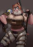  abs ambiguous_gender animal_humanoid belt biceps big_breasts blep blue_eyes bodily_fluids bottomwear breasts breath brown_hair bullet canid canid_humanoid canine canine_humanoid clothed clothing dog_humanoid felicia_(krekk0v) female female_focus fingerless_gloves gloves gun hair handwear hi_res huge_breasts humanoid krek krekk0v machine mammal mammal_humanoid multicolored_hair muscular muscular_female navel panting pants ranged_weapon rifle robot shirt solo_focus sweat tongue tongue_out topwear weapon white_hair 