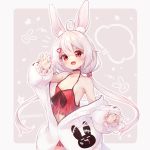  1girl ahoge animal_ear_fluff animal_ears arm_up breasts bunny_ears camisole choker cleavage coat hair_ornament hairclip long_hair low_twintails midriff navel off_shoulder open_clothes open_coat open_mouth pink_hair red_camisole red_eyes red_shorts short_shorts shorts small_breasts smile solo tomari_mari tomari_mari_channel twintails underwear virtual_youtuber waving white_coat 
