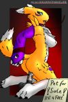  absurd_res bdsm black_sclera blue_eyes bondage bound butt canid collar demonstrations digimon digimon_(species) dildo female free fur hi_res included. invalid_tag leash mammal nude pet renamon sex_toy simple_background testing 