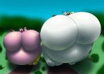  &lt;3 2017 3_toes anthro belly big_belly big_breasts biyomon breasts dessert digimon digimon_(species) duo eating featureless_breasts female food gatomon grinex huge_breasts hyper hyper_belly ice_cream macro morbidly_obese nude obese outside overweight overweight_female signature size_difference sky toes walking 
