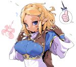  blonde_hair blue_eyes braid breasts cape chris_(mario) crab fingerless_gloves gloves hair_ornament hairclip looking_at_viewer medium_breasts pointy_ears princess_zelda short_hair speech_bubble the_legend_of_zelda the_legend_of_zelda:_breath_of_the_wild the_legend_of_zelda:_breath_of_the_wild_2 thumbs_up white_background 