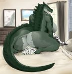  2019 absurd_res alligator alligatorid anthro bed bedroom_eyes big_breasts big_butt breasts butt crocodilian detailed_background doctordj facesitting female fur hair half-closed_eyes hi_res huge_breasts hyperfreak666 interspecies larger_female looking_back mature_female nude open_mouth open_smile reptile scalie seductive sharp_teeth size_difference smile tabitha_morris teeth thick_thighs voluptuous 