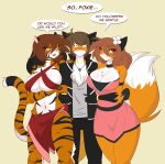  absurd_res blush bodily_fluids breasts canid canine dialogue felid female flower fox hair hi_res male mammal pantherine plant sagestrike2_(artist) sweat tiger 