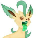  1:1 absurd_res ambiguous_gender bodily_fluids brown_eyes canid canine drooling eeveelution emu34b green_insides hi_res leafeon mammal mouth_shot nintendo pok&eacute;mon pok&eacute;mon_(species) saliva solo teeth video_games 