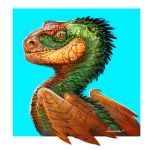  2019 amber_eyes amenlona blue_background digital_media_(artwork) dragon feral membrane_(anatomy) membranous_wings scalie simple_background solo spines wings 