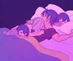  2boys 2girls bed blanket blue_hair chrom_(fire_emblem) dark_background family father_and_daughter father_and_son fire_emblem fire_emblem_awakening hollyfig husband_and_wife lucina morgan_(fire_emblem) morgan_(fire_emblem)_(male) mother_and_daughter mother_and_son multiple_boys multiple_girls pillow robin_(fire_emblem) robin_(fire_emblem)_(female) short_hair silver_hair sleeping 