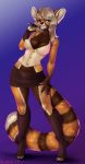  ailurid anthro bourbon._(artist) breasts clothed clothing female hi_res looking_at_viewer mammal nipple_outline red_panda solo standing wide_hips 