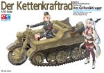  2girls absurdres bangs blonde_hair eyebrows_visible_through_hair german_clothes girls_frontline gloves ground_vehicle gun half-track hat highres kettenkrad kirochef long_hair machine_gun mg42 mg42_(girls_frontline) military military_hat military_uniform military_vehicle motor_vehicle motorcycle mp40_(girls_frontline) multiple_girls necktie open_mouth pleated_skirt purple_eyes ranguage rifle short_hair silver_hair skirt thighhighs translation_request twintails uniform weapon 