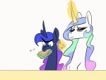  2019 4:3 animated duo eating equid female feral friendship_is_magic hair horn magic mammal my_little_pony princess_celestia_(mlp) princess_luna_(mlp) sibling simple_background sister sisters sleeping tired underpable white_background winged_unicorn wings 