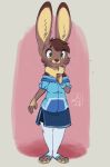  anthro brown_fur clothed clothing female fully_clothed fur green_eyes hi_res lagomorph leporid mammal rabbit reign-2004 solo toeless_stockings whiskers yellow_fur 