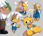  2019 aggressive_retsuko ailurid anthro blush breasts butt clothed clothing duo eyes_closed faceless_male female fur male mammal nipples one_eye_closed open_mouth penis red_panda retsuko sanrio simple_background size_difference smaller_female spread_legs spreading tanuk_kun 