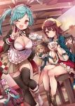  alt animal_ears atelier_sophie bra breast_hold bunny_ears cleavage corneria japanese_clothes megane open_shirt sophie_neuenmuller tagme thighhighs 
